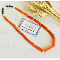 Orange beaded necklace Ethnic wear - Areih